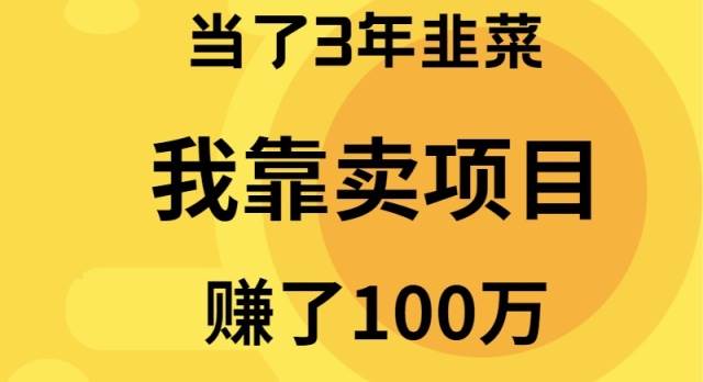 当了3年韭菜，我靠卖项目赚了100万副业联盟-网创项目资源站-副业项目-创业项目-搞钱项目副业联盟