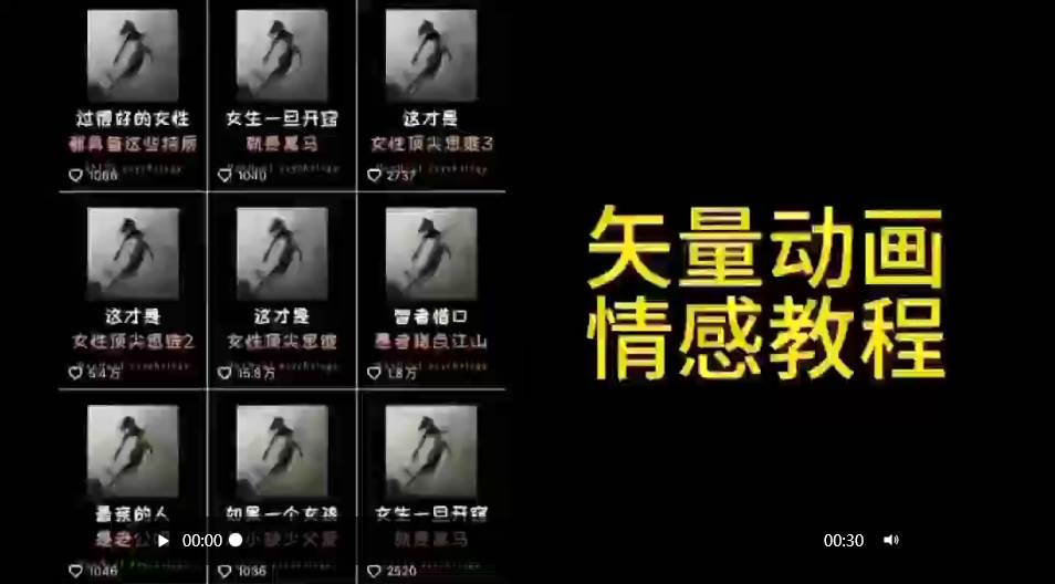 矢量动画情感教程：高点赞涨粉，适合情感、思维、创业教育等赛道副业联盟-网创项目资源站-副业项目-创业项目-搞钱项目副业联盟