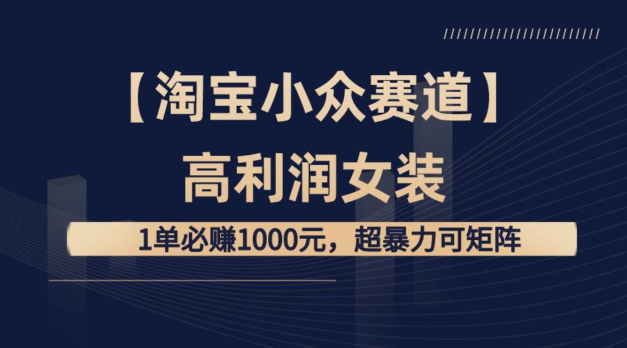 【淘宝小众赛道】高利润女装：1单必赚1000元，超暴力可矩阵副业联盟-网创项目资源站-副业项目-创业项目-搞钱项目副业联盟