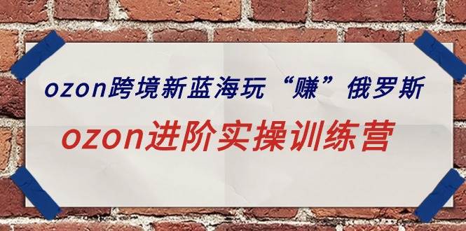 ozon跨境新蓝海玩“赚”俄罗斯，ozon进阶实操训练营副业联盟-网创项目资源站-副业项目-创业项目-搞钱项目副业联盟