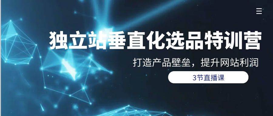 独立站-垂直化选品训练营，打造产品壁垒，提升网站利润（3节直播课）副业联盟-网创项目资源站-副业项目-创业项目-搞钱项目副业联盟