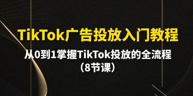TikTok广告投放入门教程，从0到1掌握TikTok投放的全流程（8节课）副业联盟-网创项目资源站-副业项目-创业项目-搞钱项目副业联盟