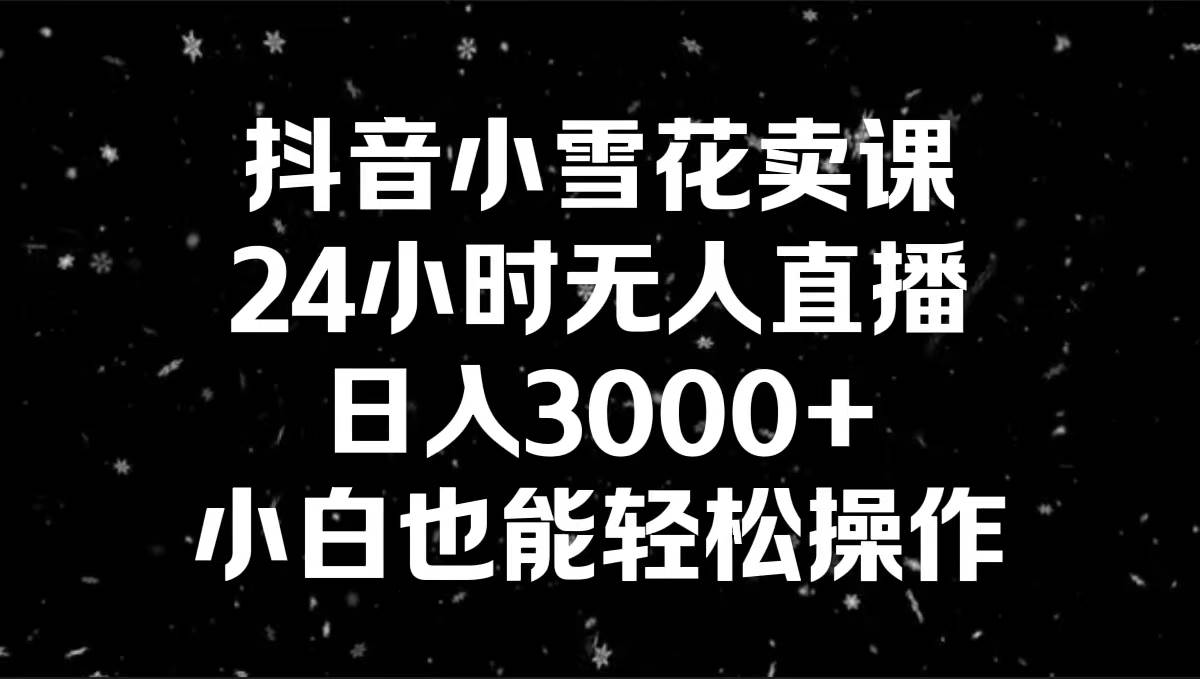 抖音小雪花卖课，24小时无人直播，日入3000+，小白也能轻松操作副业联盟-网创项目资源站-副业项目-创业项目-搞钱项目副业联盟
