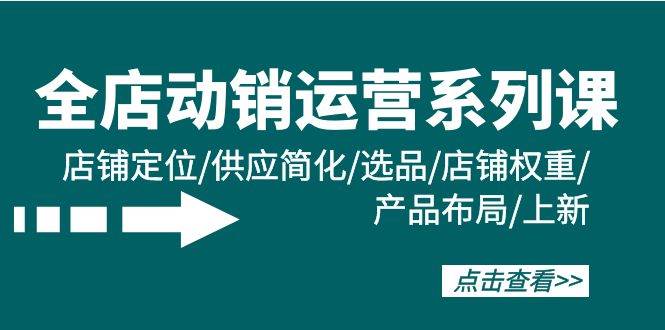 全店·动销运营系列课：店铺定位/供应简化/选品/店铺权重/产品布局/上新副业联盟-网创项目资源站-副业项目-创业项目-搞钱项目副业联盟