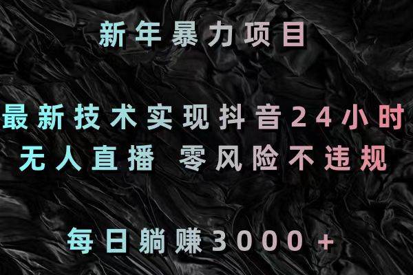 新年暴力项目，最新技术实现抖音24小时无人直播 零风险不违规 每日躺赚3000副业联盟-网创项目资源站-副业项目-创业项目-搞钱项目副业联盟