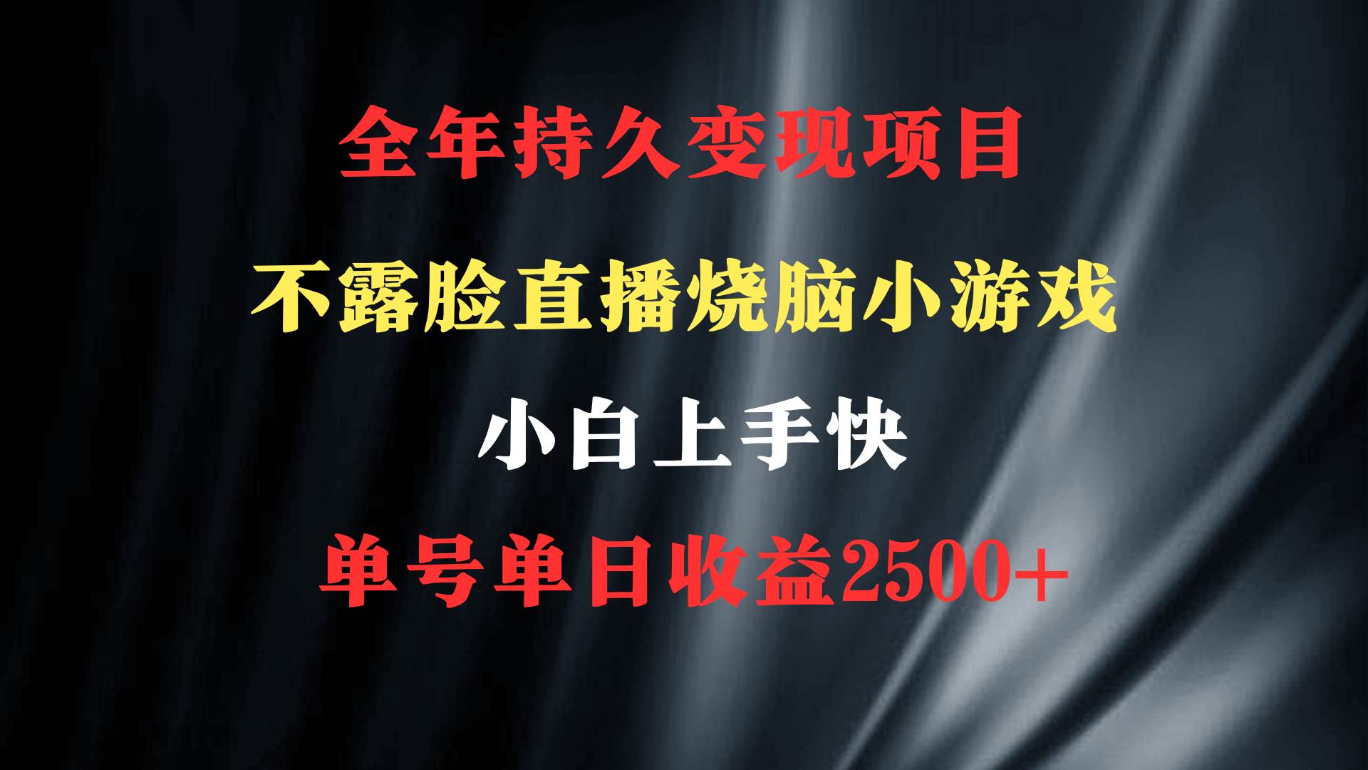 2024年 最优项目，烧脑小游戏不露脸直播  小白上手快 无门槛 一天收益2500+副业联盟-网创项目资源站-副业项目-创业项目-搞钱项目副业联盟