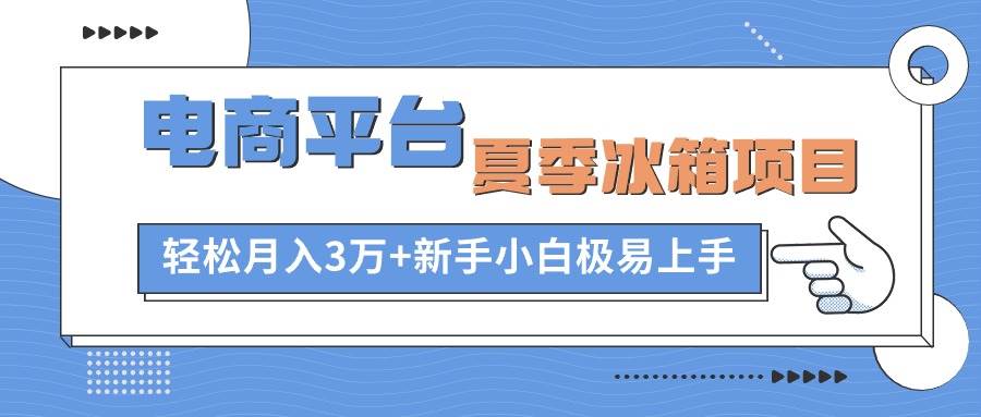 电商平台夏季冰箱项目，轻松月入3万+，新手小白极易上手副业联盟-网创项目资源站-副业项目-创业项目-搞钱项目副业联盟
