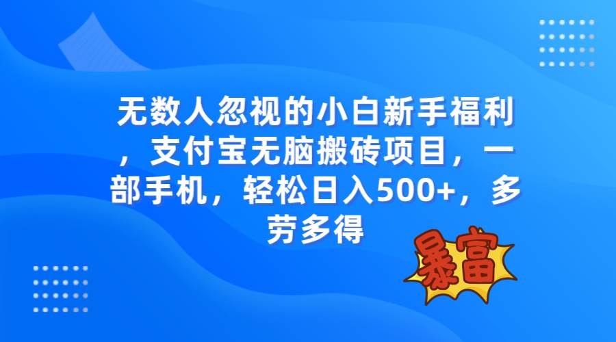 无数人忽视的项目，支付宝无脑搬砖项目，一部手机即可操作，轻松日入500+副业联盟-网创项目资源站-副业项目-创业项目-搞钱项目副业联盟