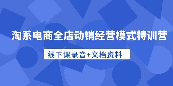 淘系电商全店动销经营模式特训营，线下课录音+文档资料副业联盟-网创项目资源站-副业项目-创业项目-搞钱项目副业联盟