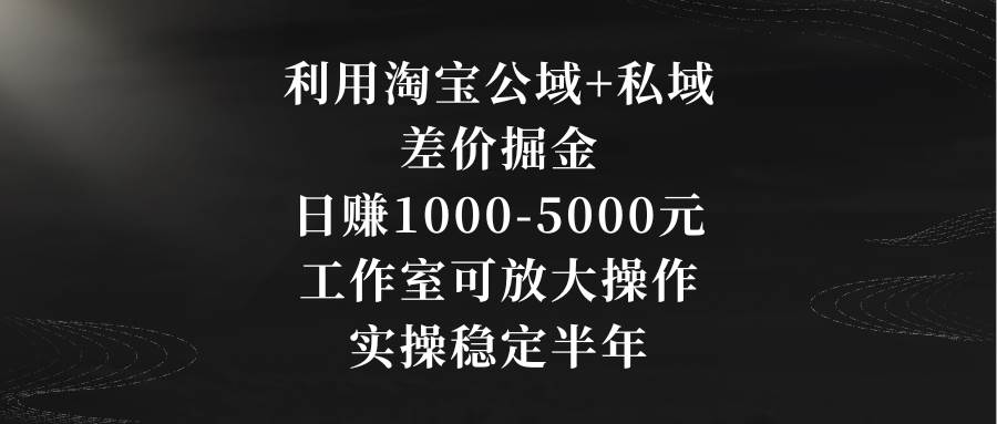 利用淘宝公域+私域差价掘金，日赚1000-5000元，工作室可放大操作，实操…副业联盟-网创项目资源站-副业项目-创业项目-搞钱项目副业联盟