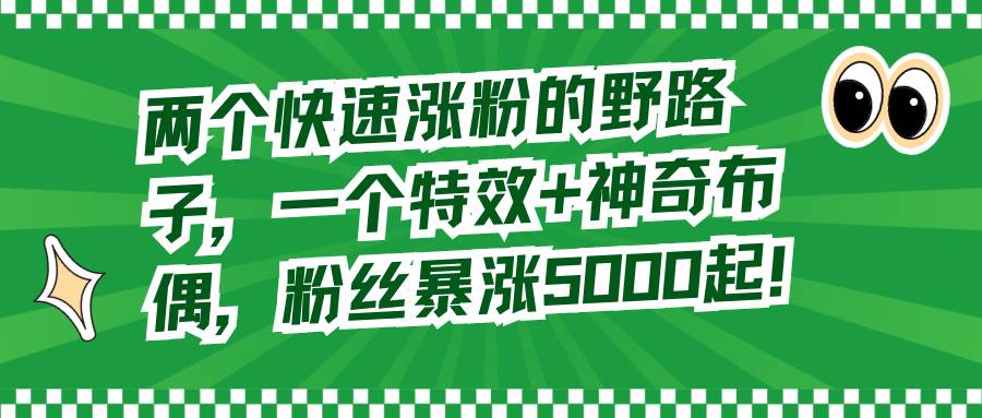 两个快速涨粉的野路子，一个特效+神奇布偶，粉丝暴涨5000起！副业联盟-网创项目资源站-副业项目-创业项目-搞钱项目副业联盟