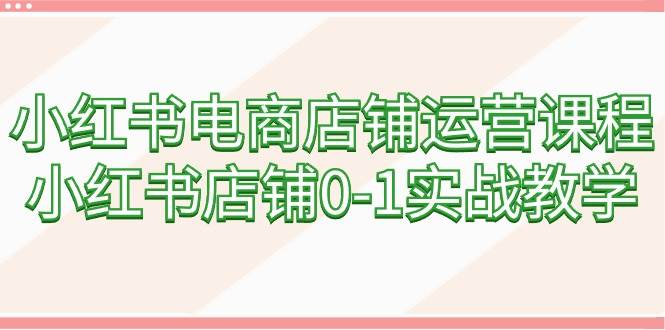 小红书电商店铺运营课程，小红书店铺0-1实战教学（60节课）副业联盟-网创项目资源站-副业项目-创业项目-搞钱项目副业联盟