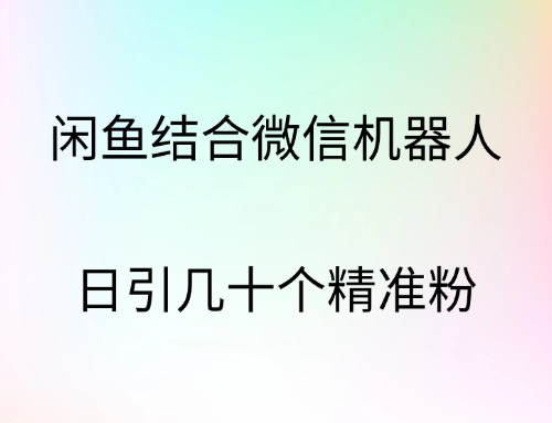 闲鱼结合微信机器人，日引几十个精准粉副业联盟-网创项目资源站-副业项目-创业项目-搞钱项目副业联盟