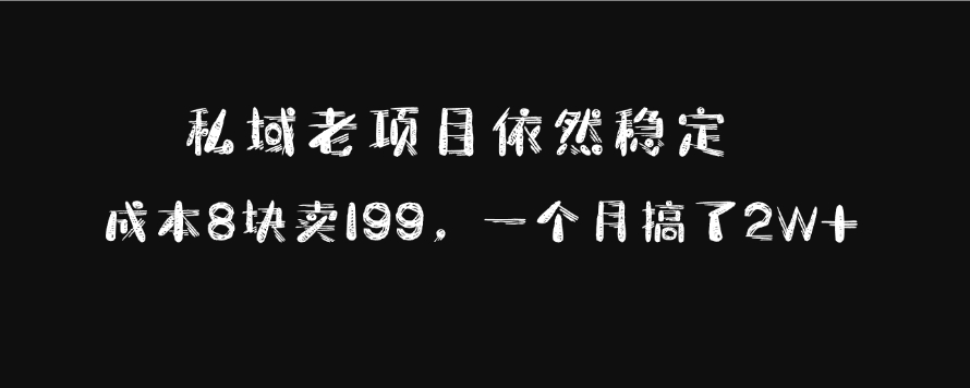 私域老项目依然稳定，成本8块卖199，一个月搞了2W+副业联盟-网创项目资源站-副业项目-创业项目-搞钱项目副业联盟