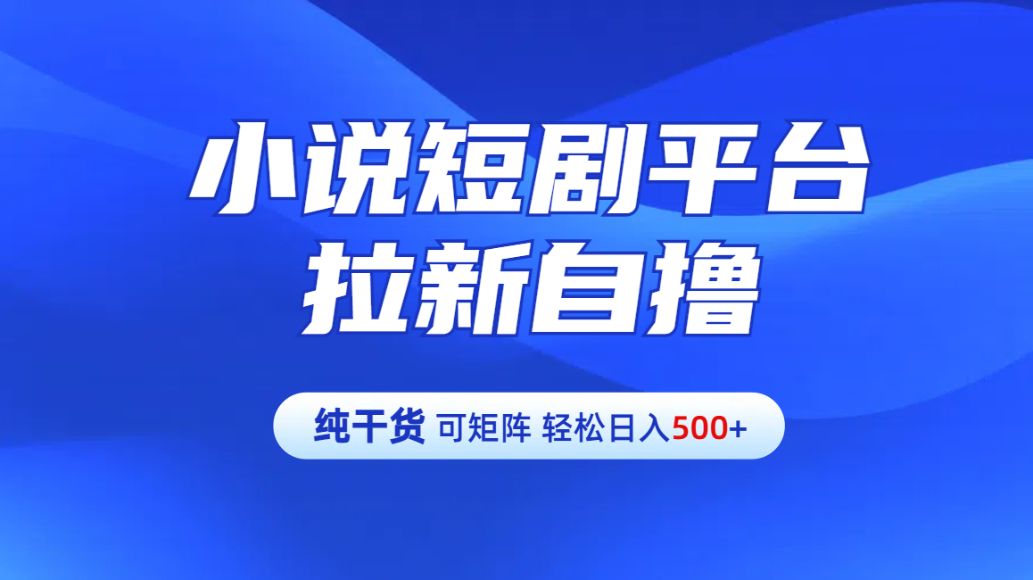 【纯干货】小说短剧平台拉新自撸玩法详解-单人轻松日入500+副业联盟-网创项目资源站-副业项目-创业项目-搞钱项目副业联盟