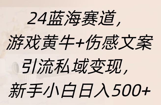 24蓝海赛道，游戏黄牛+伤感文案引流私域变现，新手日入500+副业联盟-网创项目资源站-副业项目-创业项目-搞钱项目副业联盟