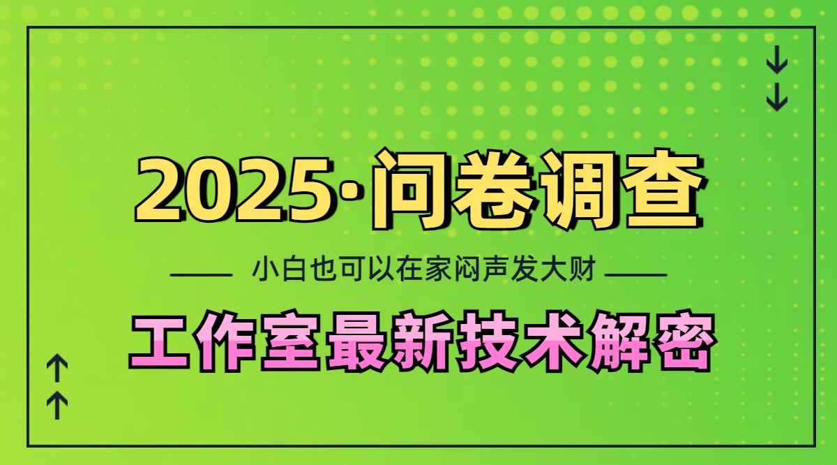 2025《问卷调查》最新工作室技术解密：一个人在家也可以闷声发大财，小白一天200+，可矩阵放大副业联盟-网创项目资源站-副业项目-创业项目-搞钱项目副业联盟