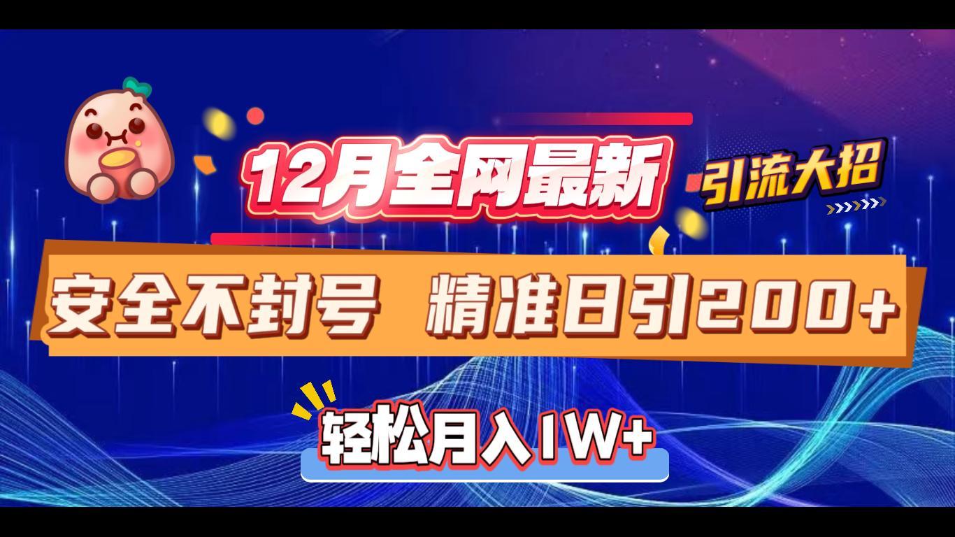12月全网最新引流大招 安全不封号 日引精准粉200+副业联盟-网创项目资源站-副业项目-创业项目-搞钱项目副业联盟