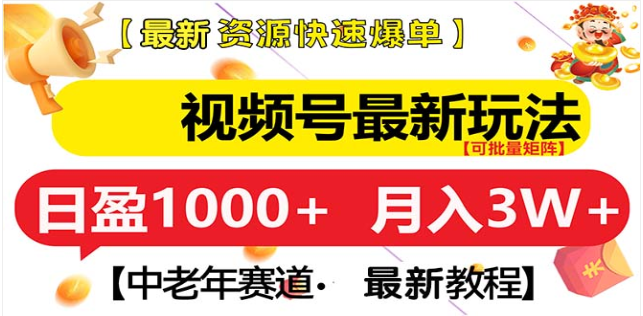 视频号独家玩法，老年养生赛道，无脑搬运爆款视频，日入1000+副业联盟-网创项目资源站-副业项目-创业项目-搞钱项目副业联盟