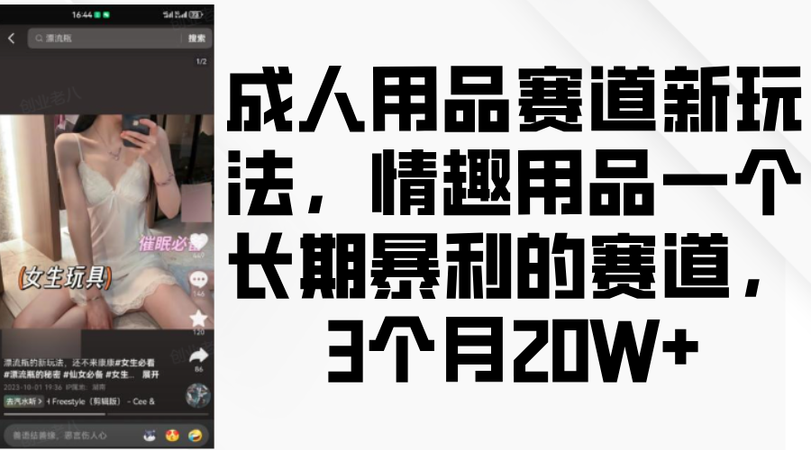 情趣用品一个长期暴利的赛道，成人用品赛道新玩法，3个月20W+副业联盟-网创项目资源站-副业项目-创业项目-搞钱项目副业联盟