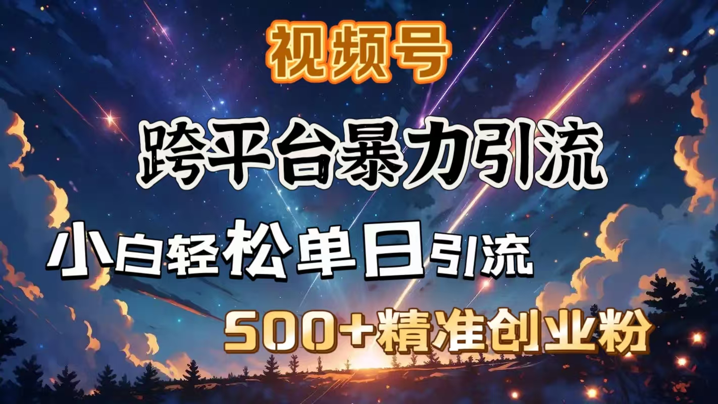 视频号跨平台暴力引流，小白轻松单日引流500＋精准创业粉副业联盟-网创项目资源站-副业项目-创业项目-搞钱项目副业联盟