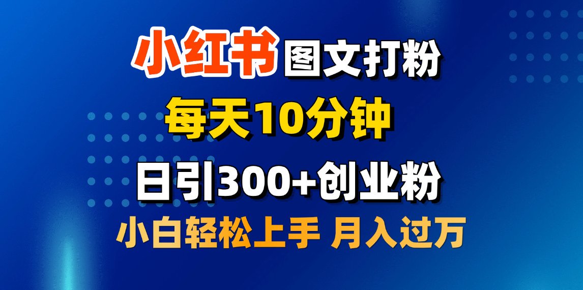 2月小红书图文打粉，每天10分钟，日引300+创业粉，小白轻松月入过万副业联盟-网创项目资源站-副业项目-创业项目-搞钱项目副业联盟