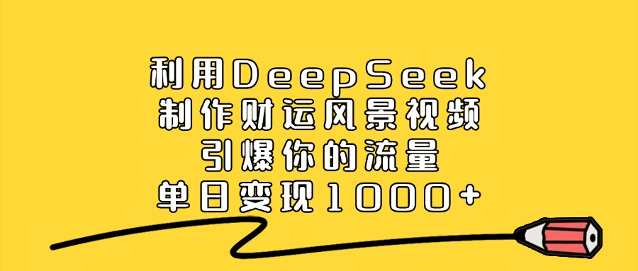 利用DeepSeek制作财运风景视频，引爆你的流量，单日变现1000+副业联盟-网创项目资源站-副业项目-创业项目-搞钱项目副业联盟