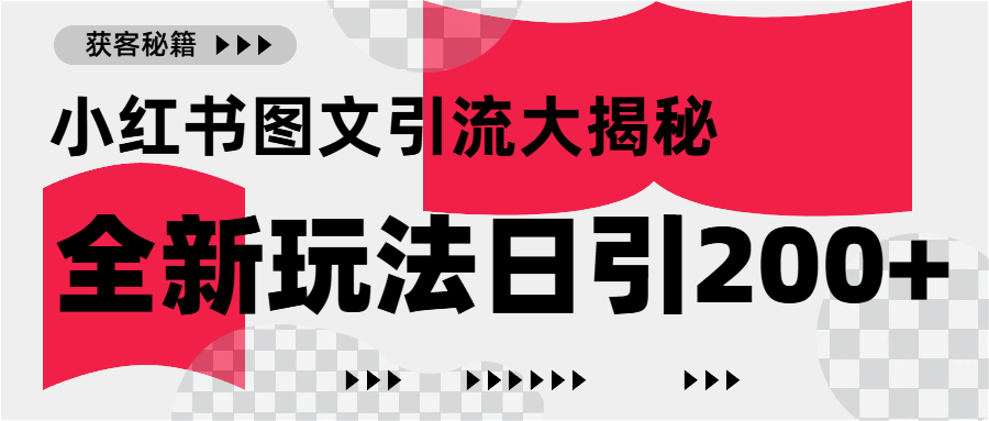 小红书图文引流，只需一张图片即可撬动百万流量，日引200+创业粉副业联盟-网创项目资源站-副业项目-创业项目-搞钱项目副业联盟