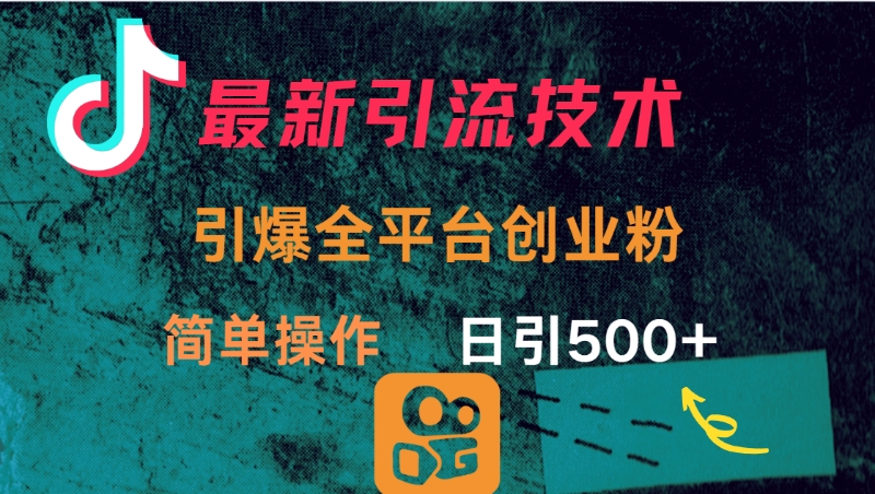 最新引流方法，引爆全平台创业粉操作简单，日引300＋副业联盟-网创项目资源站-副业项目-创业项目-搞钱项目副业联盟
