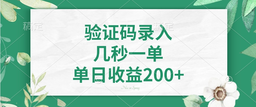 验证码录入，看图识字，几秒一单，单日收益200+副业联盟-网创项目资源站-副业项目-创业项目-搞钱项目副业联盟