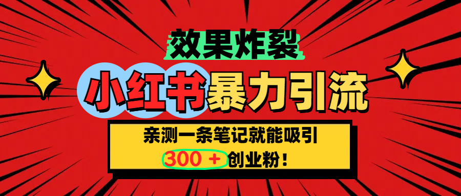 小红书炸裂玩法，亲测一条笔记就能吸引300+精准创业粉！副业联盟-网创项目资源站-副业项目-创业项目-搞钱项目副业联盟