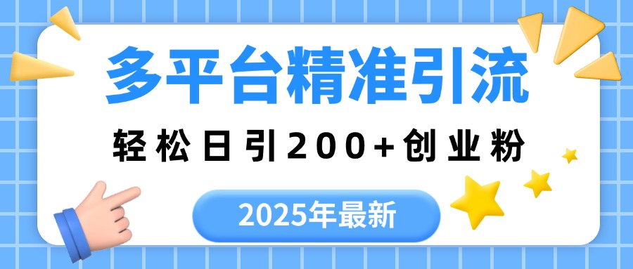 2025年最新多平台精准引流，轻松日引200+副业联盟-网创项目资源站-副业项目-创业项目-搞钱项目副业联盟