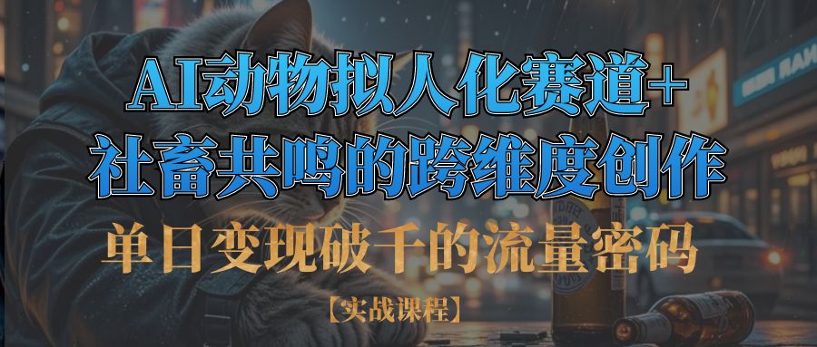 单日变现破千的流量密码,AI动物拟人化赛道+社畜共鸣的跨维度创作副业联盟-网创项目资源站-副业项目-创业项目-搞钱项目副业联盟