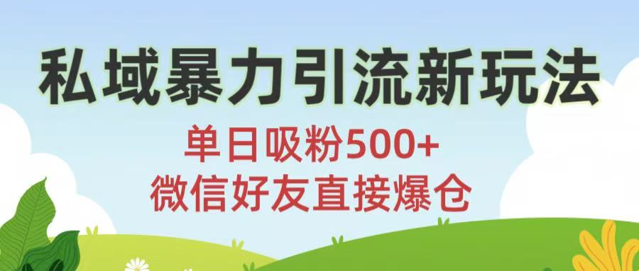 私域暴力引流新玩法!单日吸粉500+，微信好友直接爆仓副业联盟-网创项目资源站-副业项目-创业项目-搞钱项目副业联盟